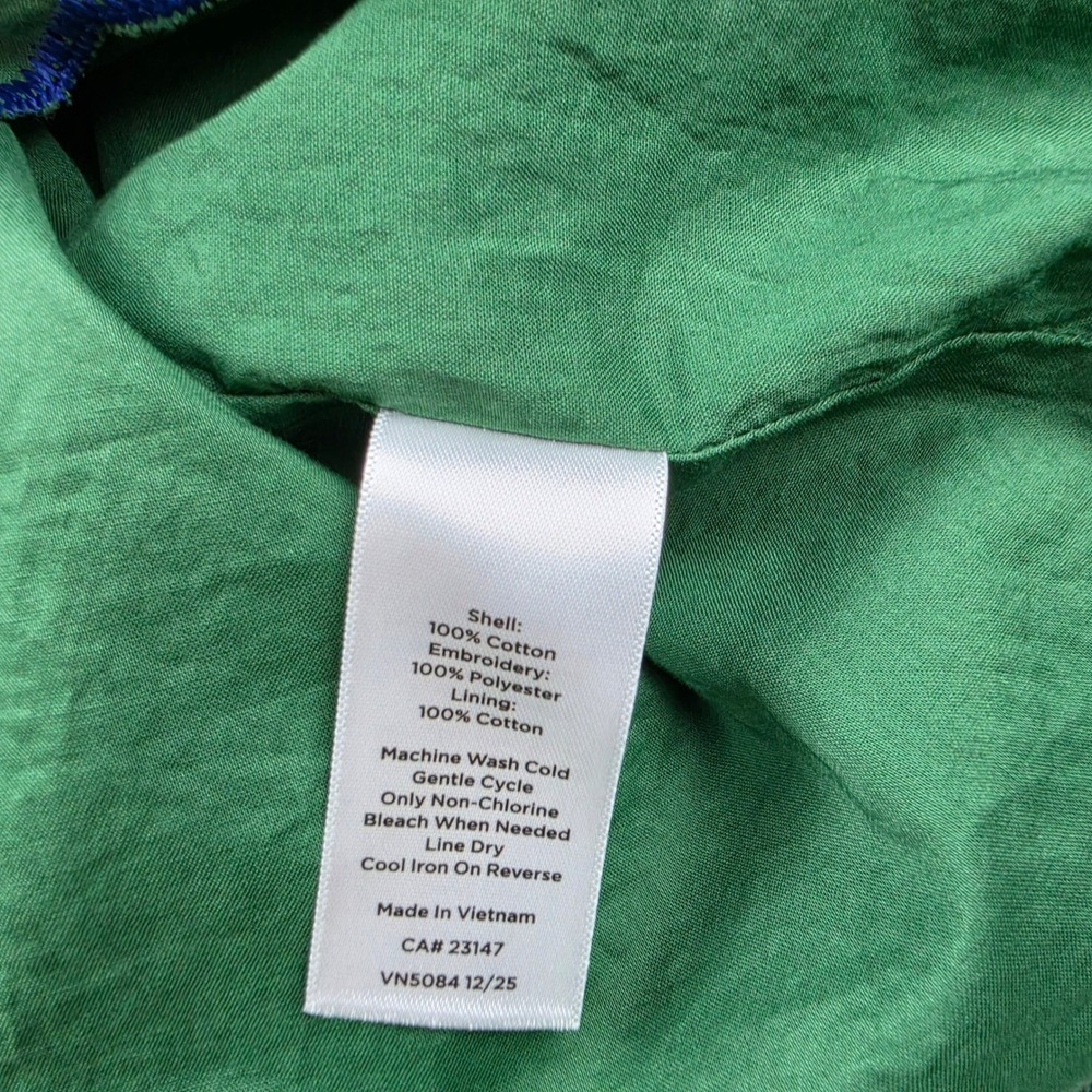 Talbots Petite Green Blue Embroidered Scalloped Hem A-Line Skirt Cotton Size 10P - Picture 5 of 8